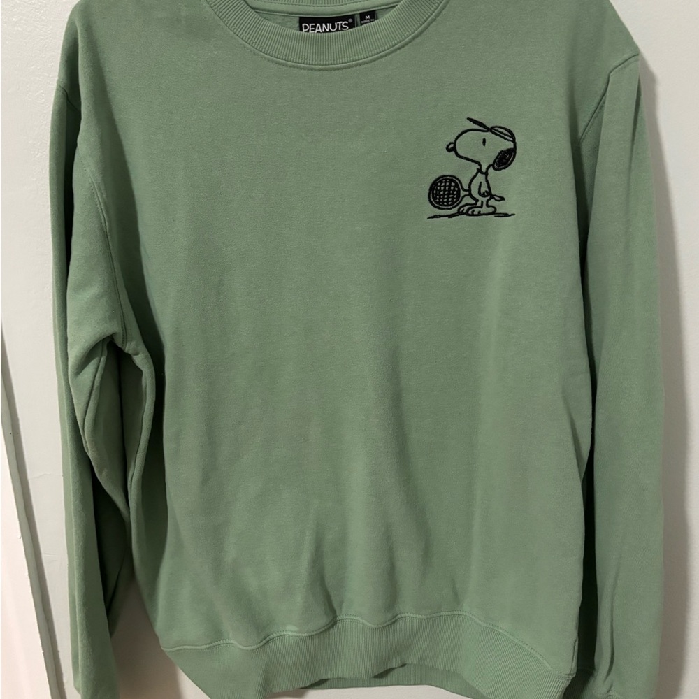 Peanuts Men's Sage Green Crewneck Sweater
